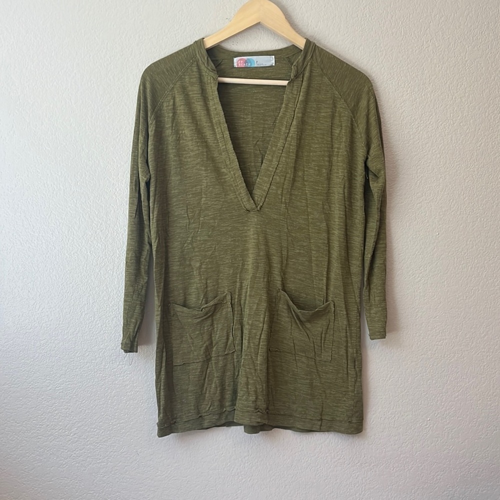 Free People Oversized Beach Top Green size Small